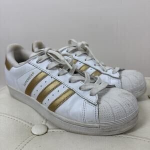 Adidas Superstar Women's Sneakers White and Gold Size 7 shoes lace up